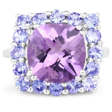 Load image into Gallery viewer, 6.63 Carat Genuine Amethyst and Tanzanite .925 Sterling Silver Ring