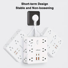 Load image into Gallery viewer, 16-in-1 Power Strip – 12 AC Outlets & 4 USB Ports, White
