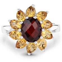 Load image into Gallery viewer, 5.50 Carat Genuine Garnet and Citrine .925 Sterling Silver Ring