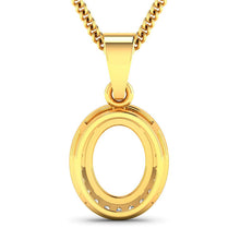 Load image into Gallery viewer, 0.22 Carat Genuine White Diamond 14K Yellow Gold Semi Mount Pendant - holds 9x7mm Oval Gemstone