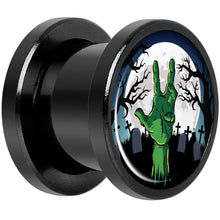 Load image into Gallery viewer, Cemetery Zombie Hand Halloween Black Anodized Plug Set 00G