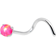 Load image into Gallery viewer, 20G Pink Faux Opal Pronged Left Nose Screw