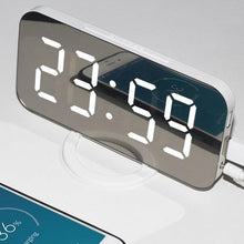 Load image into Gallery viewer, Digital Alarm Clock Desk Table Clock 3 Alarm Sounds Adjustable Volume Easy Digital Alarm Clock for Kids and Adults Compact Desk & Shelf Clocks for Bedroom Curved LED Screen Alarm Clocks For Kid Bedroom Temperature Snooze Function Home Decor Watch