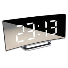 Load image into Gallery viewer, Digital Alarm Clock Desk Table Clock 3 Alarm Sounds Adjustable Volume Easy Digital Alarm Clock for Kids and Adults Compact Desk & Shelf Clocks for Bedroom Curved LED Screen Alarm Clocks For Kid Bedroom Temperature Snooze Function Home Decor Watch