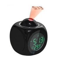 Load image into Gallery viewer, Digital Alarm Clock Projection Alarm Clock Wake Up Bedroom with Data and Temperature Display Talking Function LED Wall/Ceiling Projection Clock LCD Creative Projector Weather Temperature Desk Time Date Display Projection USB Charger Home Clock Timer