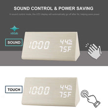 Load image into Gallery viewer, Digital Alarm Clock with Wooden Electronic LED Time Display