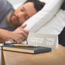 Load image into Gallery viewer, Digital Alarm Clock with Wooden Electronic LED Time Display