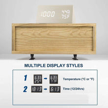 Load image into Gallery viewer, Digital Alarm Clock with Wooden Electronic LED Time Display