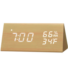 Load image into Gallery viewer, Digital Alarm Clock with Wooden Electronic LED Time Display