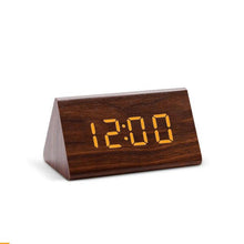 Load image into Gallery viewer, Digital Clock LED Wooden Alarm Clock Digital Alarm Clock with Wooden Electronic LED Time Display 3 Alarm Settings Humidity & Temperature Detect Wood Made Electric Clocks Table Sound Control Electronic Clocks Desktop USB/AAA Powered Home Table Decor