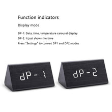 Load image into Gallery viewer, Digital Clock LED Wooden Alarm Clock Digital Alarm Clock with Wooden Electronic LED Time Display 3 Alarm Settings Humidity & Temperature Detect Wood Made Electric Clocks Table Sound Control Electronic Clocks Desktop USB/AAA Powered Home Table Decor
