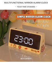 将图片加载到图库查看器,Digital Clock Table Clock Snooze Alarm Cute Silent Mirror Clock Student Desktop Mirror Surface LED Alarm Clock with USB Charger 12/24H Easy Snooze Function Adjustable Brightness Alarm Clocks for Bedroom LED Clock Electronic Clock for Children