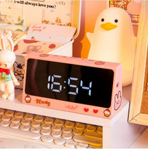 将图片加载到图库查看器,Digital Clock Table Clock Snooze Alarm Cute Silent Mirror Clock Student Desktop Mirror Surface LED Alarm Clock with USB Charger 12/24H Easy Snooze Function Adjustable Brightness Alarm Clocks for Bedroom LED Clock Electronic Clock for Children