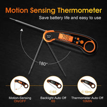 Load image into Gallery viewer, Digital Meat Thermometer Instant Read Food Thermometer for Cooking Digital Kitchen Thermometer Probe with Backlight & Reversible Display Cooking Thermometer for Candy Grill Food Kitchen Digital Meat Thermometer BBQ Waterproof Kitchen Cooking Tools