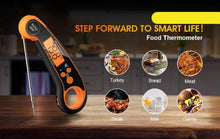Load image into Gallery viewer, Digital Meat Thermometer Instant Read Food Thermometer for Cooking Digital Kitchen Thermometer Probe with Backlight & Reversible Display Cooking Thermometer for Candy Grill Food Kitchen Digital Meat Thermometer BBQ Waterproof Kitchen Cooking Tools