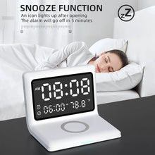 将图片加载到图库查看器,Digital Mirror Clock Wireless Charging Alarm Clock