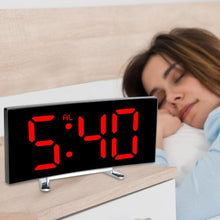 将图片加载到图库查看器,Digital Table Clock Digital Alarm Clock LED Bedside Clock Dual Alarm Adjustable Volume Alarm Clock for Bedroom Electronic 7 Inch Number Desktop Alarm Clocks For Kids Bedroom LED Screen Curved Dimmable Mirror