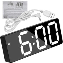 将图片加载到图库查看器,Digital Table Clock Digital Alarm Clock LED Bedside Clock Dual Alarm Adjustable Volume Alarm Clock for Bedroom Electronic 7 Inch Number Desktop Alarm Clocks For Kids Bedroom LED Screen Curved Dimmable Mirror