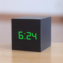 Load image into Gallery viewer, Digital Wooden LED Alarm Clock Wood Retro Glow Clock Digital Alarm Clock, with Wooden Electronic LED Time Display 3 Dual Plus Alarm Cubic Small Mini Wood Made Electric Clocks for Desktop Table Decor Voice Control Snooze Function Desk Tools