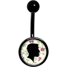 将图片加载到图库查看器,Man Floral Silhouette Black Belly Ring