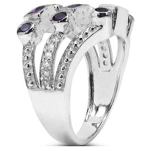 Load image into Gallery viewer, 0.87 Carat Genuine Amethyst & White Topaz .925 Sterling Silver Ring