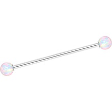 Load image into Gallery viewer, 14G White 5mm Synthetic Opal Ball Industrial Barbell 32mm