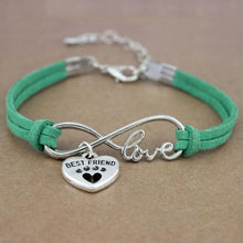 将图片加载到图库查看器,Dog Paws Best Friends Heart Animal Infinity Love Charm Bracelets Women Men Girl Boy Print Bracelet With Love And Infinity Symbol For Women Girls Faux Suede Adjustable Bracelet