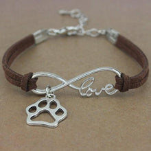 将图片加载到图库查看器,Dog Paws Best Friends Heart Animal Infinity Love Charm Bracelets Women Men Girl Boy Print Bracelet With Love And Infinity Symbol For Women Girls Faux Suede Adjustable Bracelet
