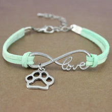 将图片加载到图库查看器,Dog Paws Best Friends Heart Animal Infinity Love Charm Bracelets Women Men Girl Boy Print Bracelet With Love And Infinity Symbol For Women Girls Faux Suede Adjustable Bracelet