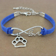 将图片加载到图库查看器,Dog Paws Best Friends Heart Animal Infinity Love Charm Bracelets Women Men Girl Boy Print Bracelet With Love And Infinity Symbol For Women Girls Faux Suede Adjustable Bracelet