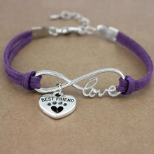 将图片加载到图库查看器,Dog Paws Best Friends Heart Animal Infinity Love Charm Bracelets Women Men Girl Boy Print Bracelet With Love And Infinity Symbol For Women Girls Faux Suede Adjustable Bracelet