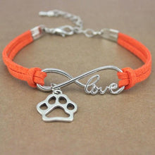 将图片加载到图库查看器,Dog Paws Best Friends Heart Animal Infinity Love Charm Bracelets Women Men Girl Boy Print Bracelet With Love And Infinity Symbol For Women Girls Faux Suede Adjustable Bracelet
