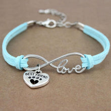 将图片加载到图库查看器,Dog Paws Best Friends Heart Animal Infinity Love Charm Bracelets Women Men Girl Boy Print Bracelet With Love And Infinity Symbol For Women Girls Faux Suede Adjustable Bracelet