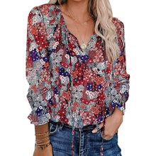 Load image into Gallery viewer, Dokotoo Women's Casual Boho Floral Printed V-Neck Top