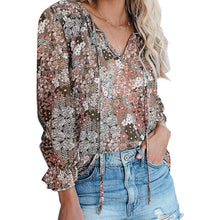 Load image into Gallery viewer, Dokotoo Women's Casual Boho Floral Printed V-Neck Top