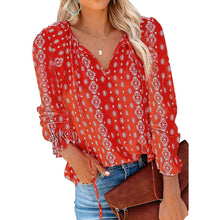 Load image into Gallery viewer, Dokotoo Women's Casual Boho Floral Printed V-Neck Top
