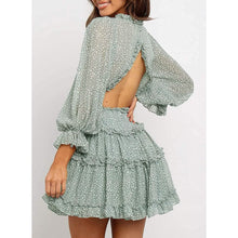 Load image into Gallery viewer, Dokotoo Womens Spring Summer Deep V Neck Ruffle Long Sleeve Floral Print Mini Dress