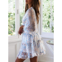 Load image into Gallery viewer, Dokotoo Womens Spring Summer Deep V Neck Ruffle Long Sleeve Floral Print Mini Dress