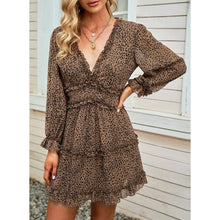 Load image into Gallery viewer, Dokotoo Womens Spring Summer Deep V Neck Ruffle Long Sleeve Floral Print Mini Dress