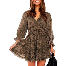 Load image into Gallery viewer, Dokotoo Womens Spring Summer Deep V Neck Ruffle Long Sleeve Floral Print Mini Dress