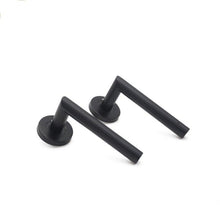 Load image into Gallery viewer, Door Handle Brushed Stainless Steel Tube Hollow Spray Paint Frosted Black Round Cover Split Right Angle Door Handle Stainless Steel Tube Hollow Spray Paint Frosted Black Round Cover Split Right Angle Door Handle