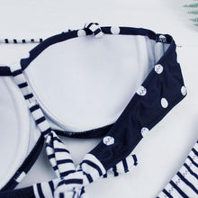 Load image into Gallery viewer, Dot Bikini Push Up 2 piece Swimsuit Women Padded Push Up Bikini Set Halter Two Piece Cross Top Swimsuit Patchwork Bathing Suit Women Swimwear Bodysuit Beachwear Halter Print Bikinis Bathing Suit Women