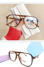 将图片加载到图库查看器,Double Beam Anti Blue Light Glasses Frame Women Men Anti Eyestrain Computer Reading TV Glasses Stylish Frame Anti Glasses Men And Women Retro Big Frame Myopia Eyeglasses Oversized Mirror Frame