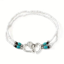 Load image into Gallery viewer, Double Openwork Heart Beaded Anklet Set with Mini Seed Beads