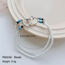 Load image into Gallery viewer, Double Openwork Heart Beaded Anklet Set with Mini Seed Beads