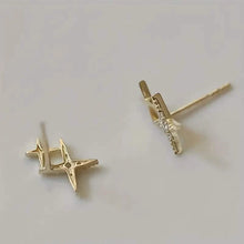 Load image into Gallery viewer, Double Star Design Stud Earrings Inlaid Zirconia