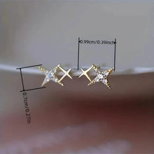 Load image into Gallery viewer, Double Star Design Stud Earrings Inlaid Zirconia