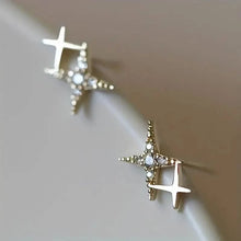 Load image into Gallery viewer, Double Star Design Stud Earrings Inlaid Zirconia