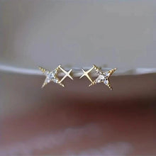 Load image into Gallery viewer, Double Star Design Stud Earrings Inlaid Zirconia