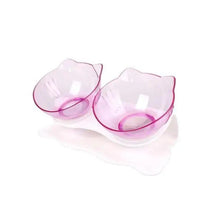 Load image into Gallery viewer, Double Transparent Non-slip Food Bowl With Protection For Cats Modern Kitten Food Bowl Pet Accessories